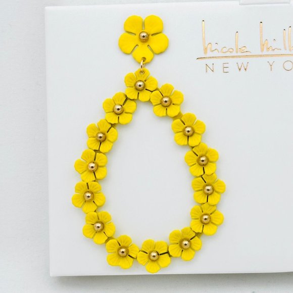 Nicole Miller New York Boho Faux Leather Floral Earrings - New in Box - Picture 4 of 7